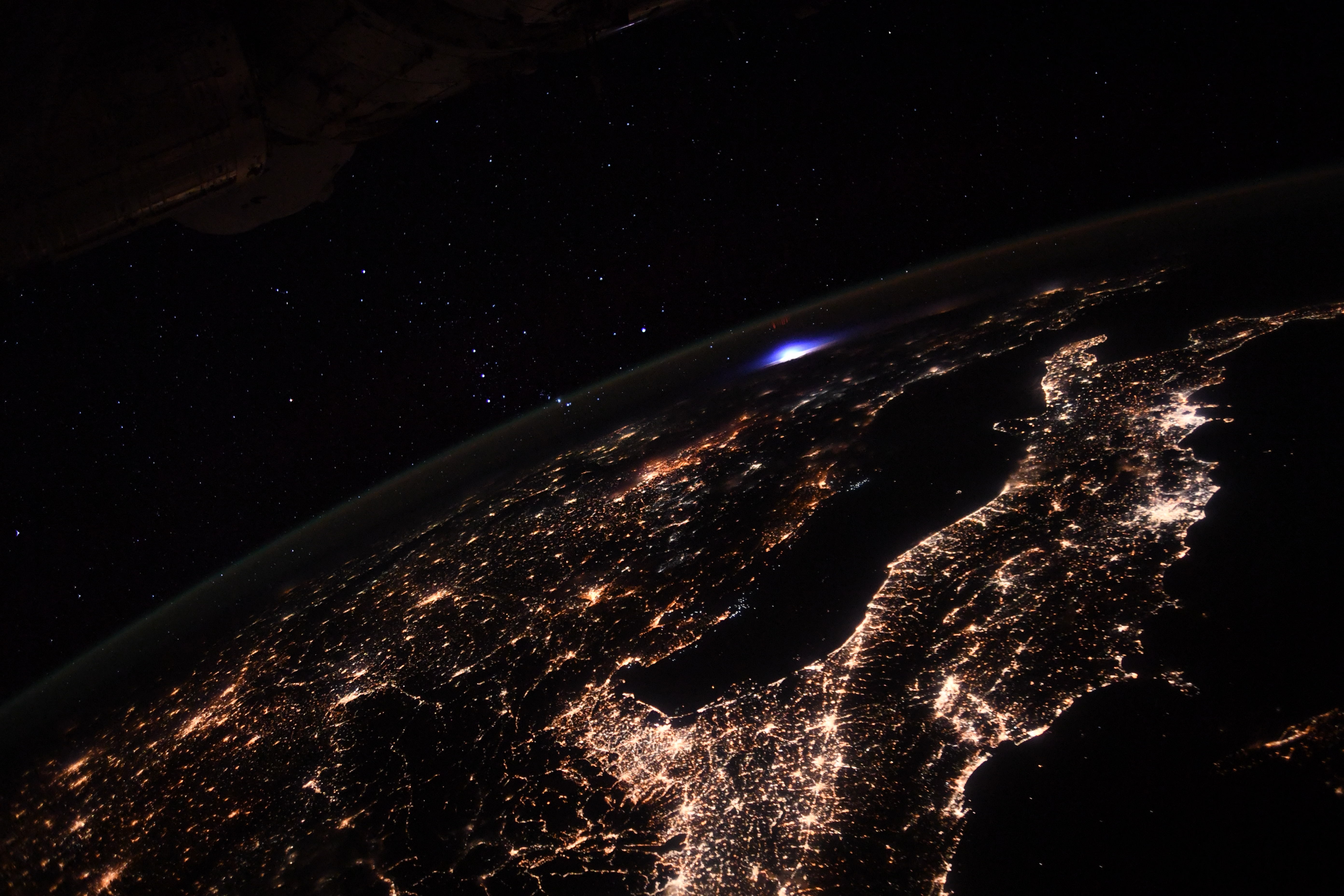 Un orage vu de la Station spatiale début septembre 2021. © Nasa, ESA, T. Pesquet